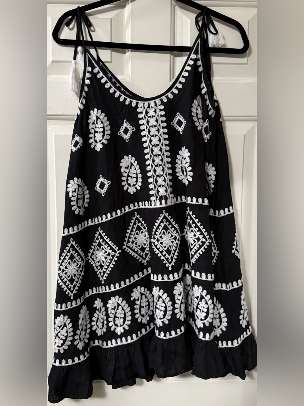 Easel Black & White Embroidered Dress